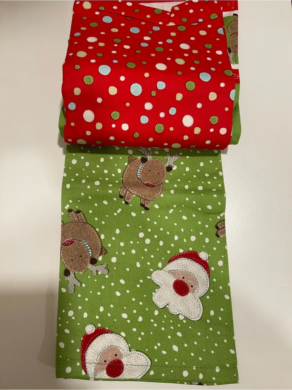 Martha Stewart Green & Red Holiday Kitchen Towels - Festive Santa & Reindeer Set